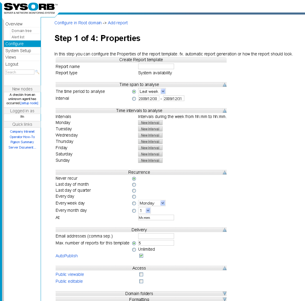 SysOrb report select